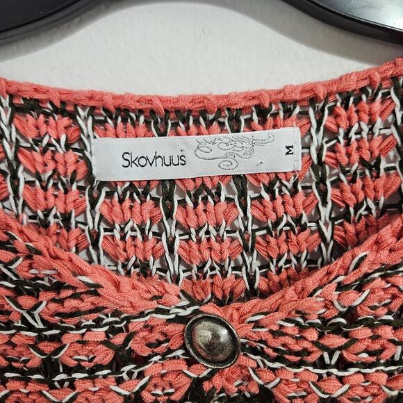 Skovhuus Womens Stripped Sweater Cardigan Denmark Pink Size Medium - Picture 6 of 6